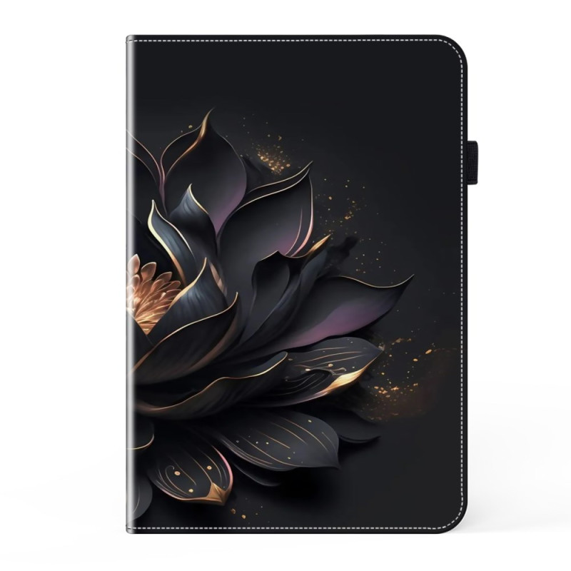 Hülle Samsung Galaxy Tab A11 Plus / A9 Plus Blume Schwarz