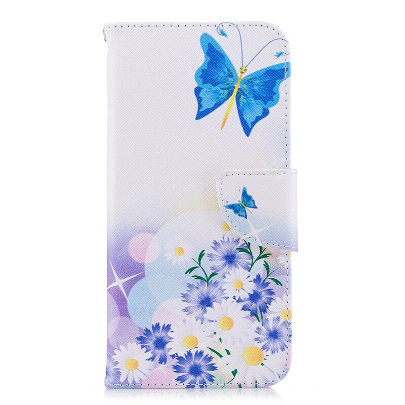 Huawei P Smart Hülle Gemalte Schmetterlinge und Blumen
