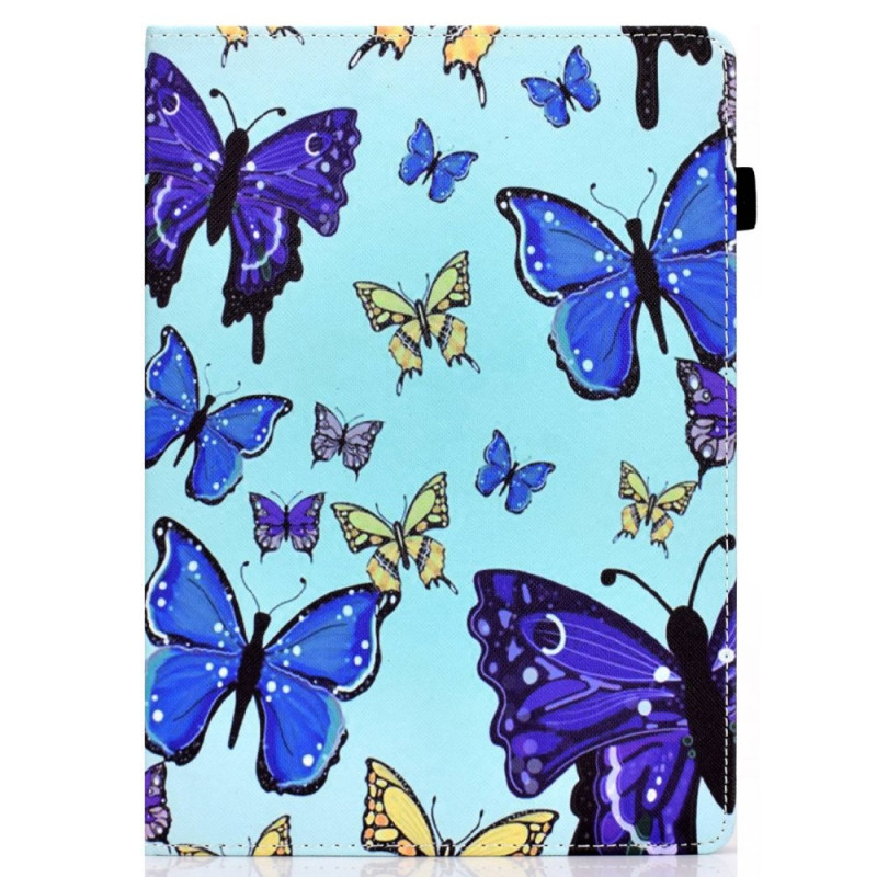 Samsung Galaxy Tab A 8.0 (2019) Tasche Blaue Schmetterlinge auf grünem Hintergrund