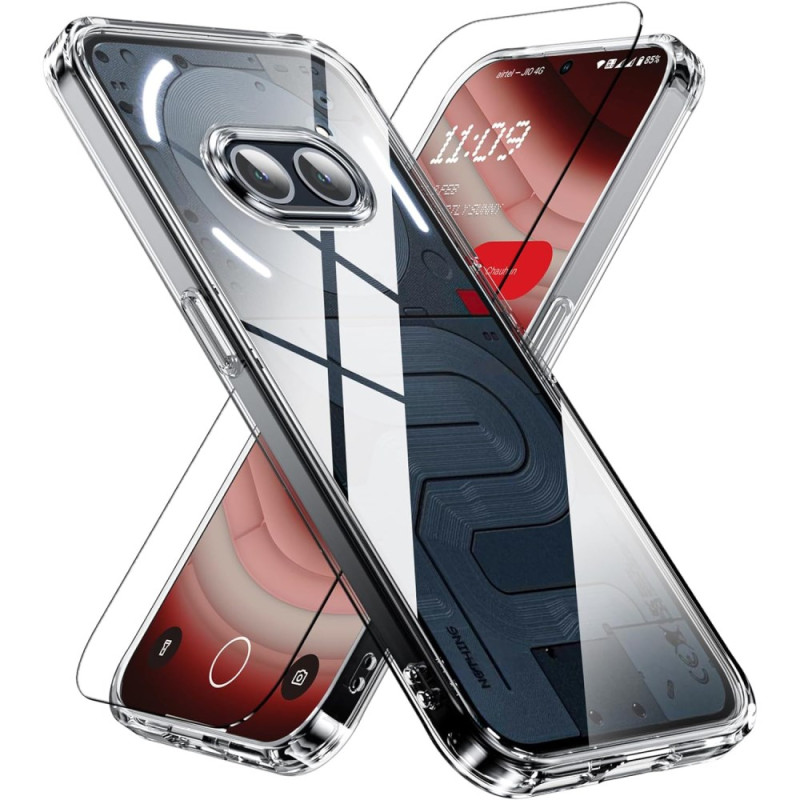 Nothing (2a) / Phone (2a) Plus Cover Transparent mit Displayschutz aus gehärtetem Glas