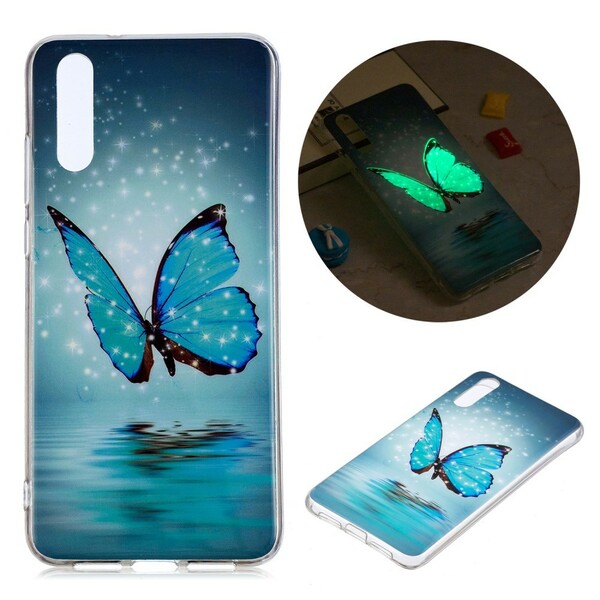Huawei P20 Schmetterling Cover Blau Fluoreszierend
