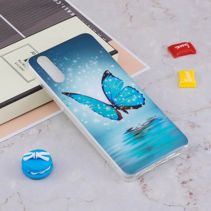 Huawei P20 Schmetterling Cover Blau Fluoreszierend