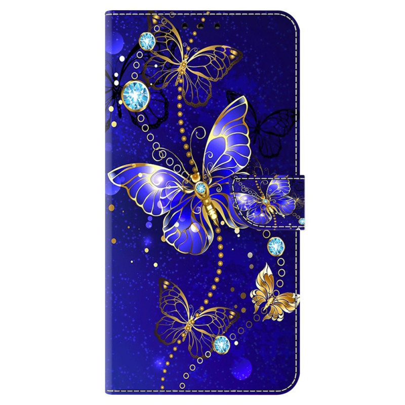 Honor Magic 6 Lite Hülle Blaue Schmetterlinge Diamanten