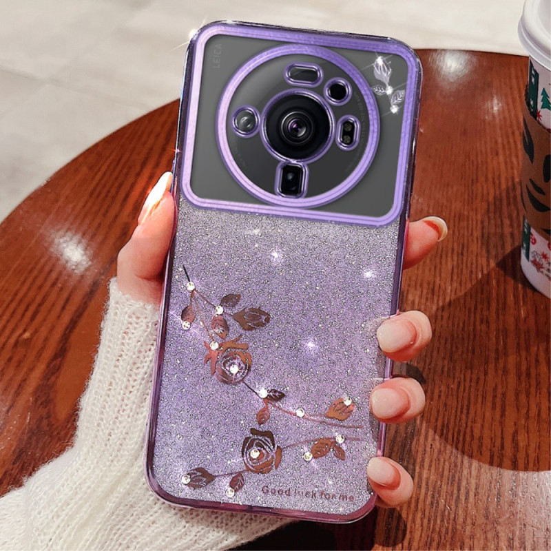 Xiaomi 12S Ultra Strass und Blumen Cover KADEM