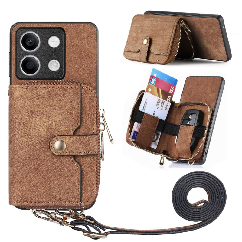 Xiaomi Redmi Note 13 5G Retro Cover mit Reißverschlusstasche und Trageriemen