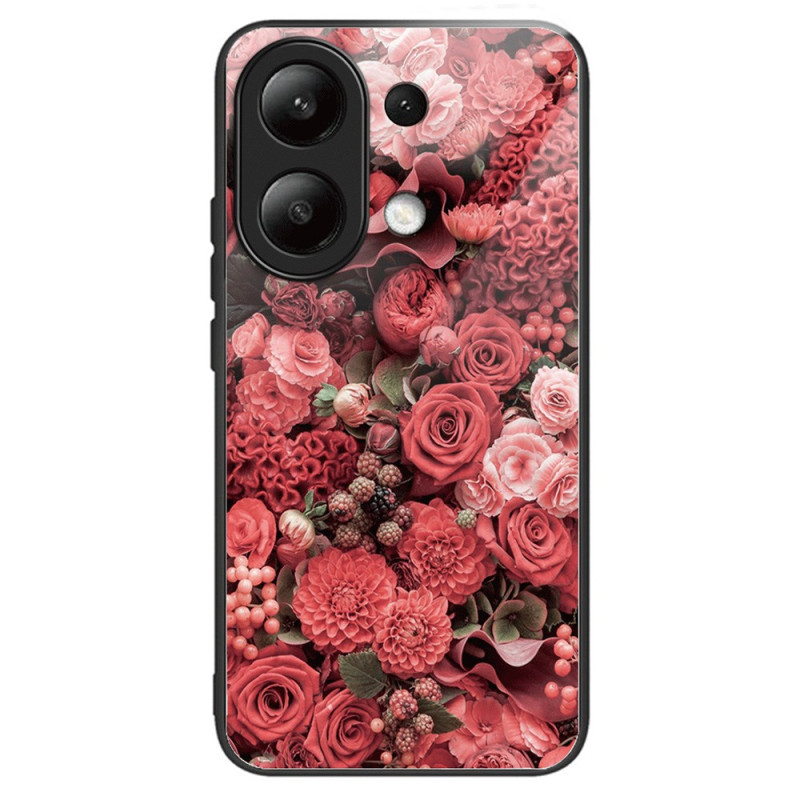 Hülle Xiaomi Redmi Note 13 4GHärteglas Rote Blumen