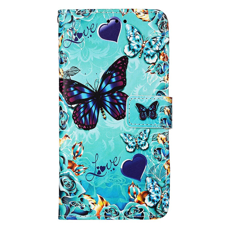 Xiaomi Redmi Note 13 Pro 4G / Poco M6 Pro 4G Tasche Schmetterlinge und Herzen mit Riemen