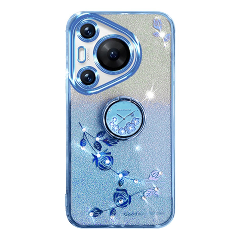 Huawei Pura 70 Pro Blumen und Strass Cover mit Halterung KADEM