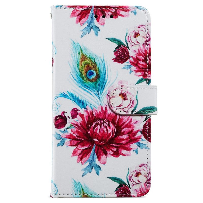 Tasche Oppo A79 5G Rote Blumen mit Riemen