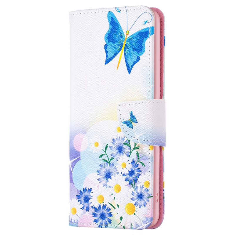 Oppo A58 / A98 5G Schmetterling und Aquarellblumen Tasche