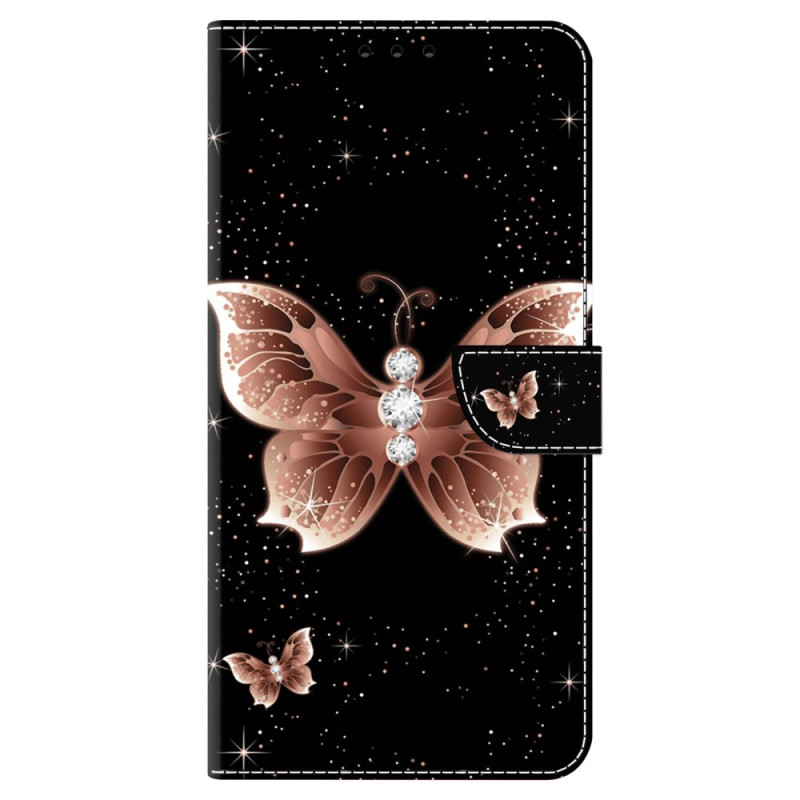 Oppo A58 Schmetterling Diamant Rosa Tasche