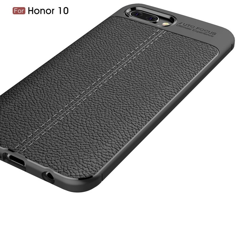 Huawei Honor 10 Cover Lederoptik Litschi Double Line