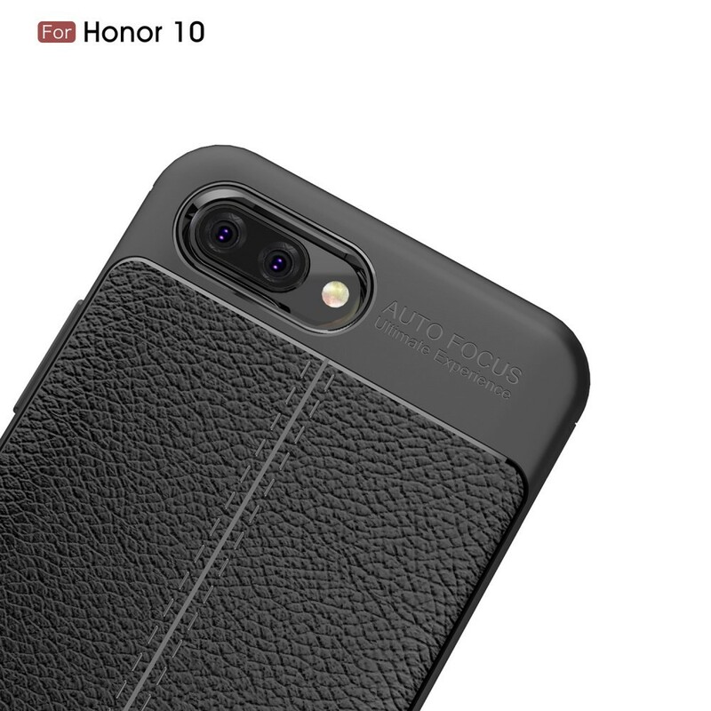 Huawei Honor 10 Cover Lederoptik Litschi Double Line