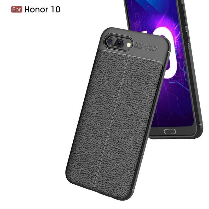 Huawei Honor 10 Cover Lederoptik Litschi Double Line