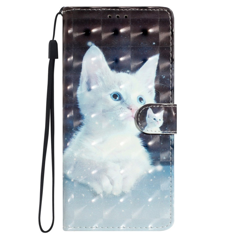 Oppo A98 5G Katze Weiß 3D Riemen
 Tasche