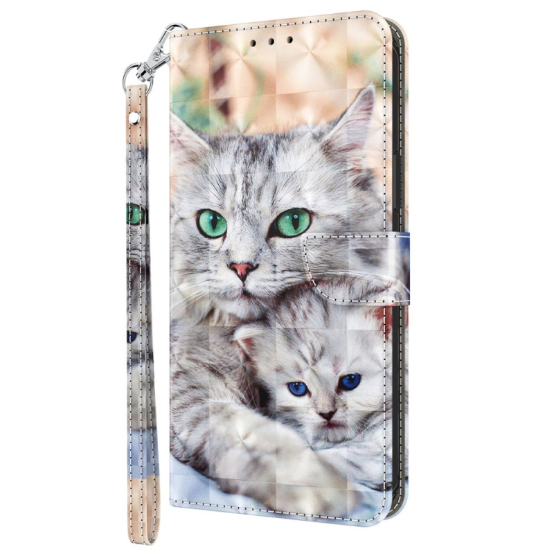 Tasche Oppo A17 / A17k Zwei Katzen mit Riemen