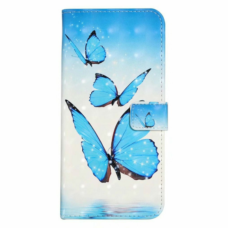 Tasche Oppo A17 Drei Blaue Schmetterlinge