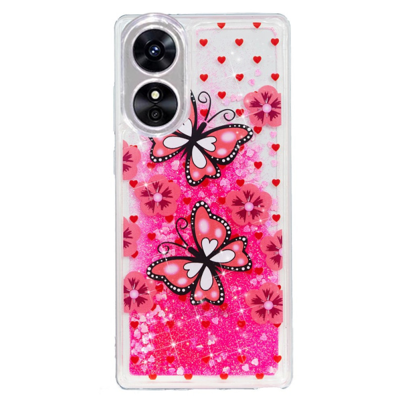 Oppo A17 / A17k Glitter Cover Rote Schmetterlinge