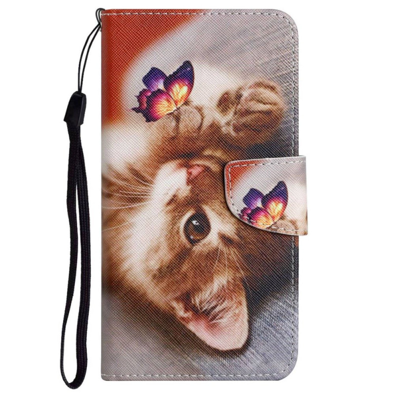 Oppo A96 4G Schmetterling und Katze Riemen
 Tasche