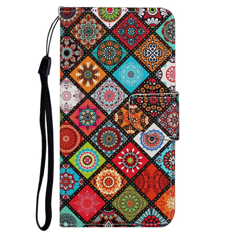 Oppo A96 Ethno-Print Tasche mit Trageriemen