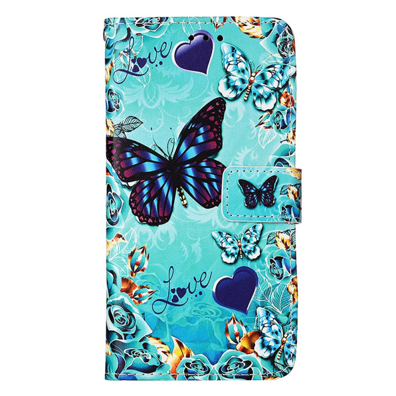 Oppo Reno 11 Pro 5G Tasche Schmetterlinge und Herzen mit Riemen