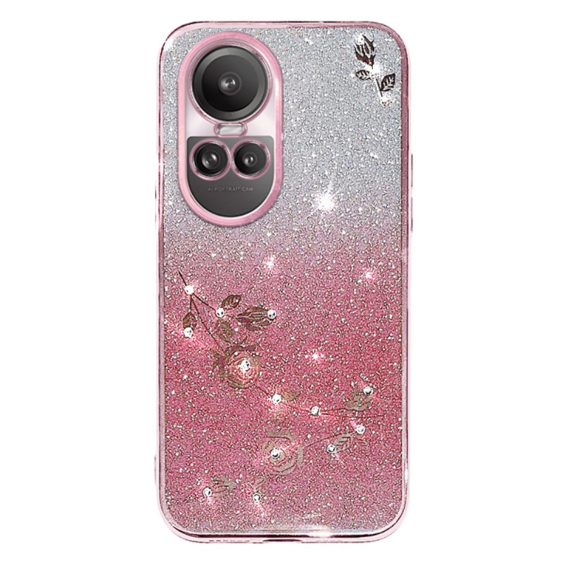 Oppo Reno 10 / 10 Pro Cover Blumen und Strass