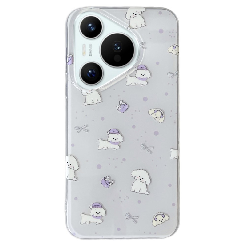 Cover Huawei Pura 70 Hunde mit Hut Violett