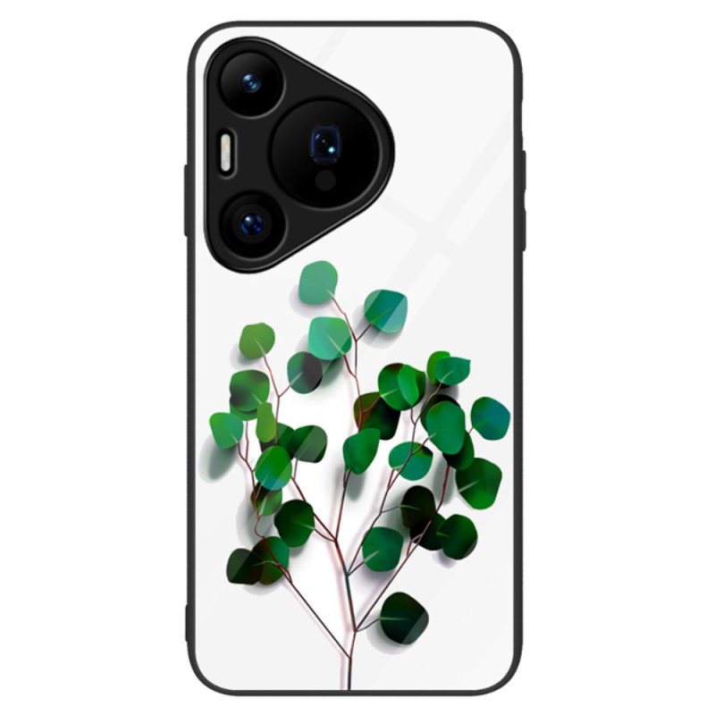 Cover Huawei Pura 70 Gehärtetes Glas Grüne Blätter