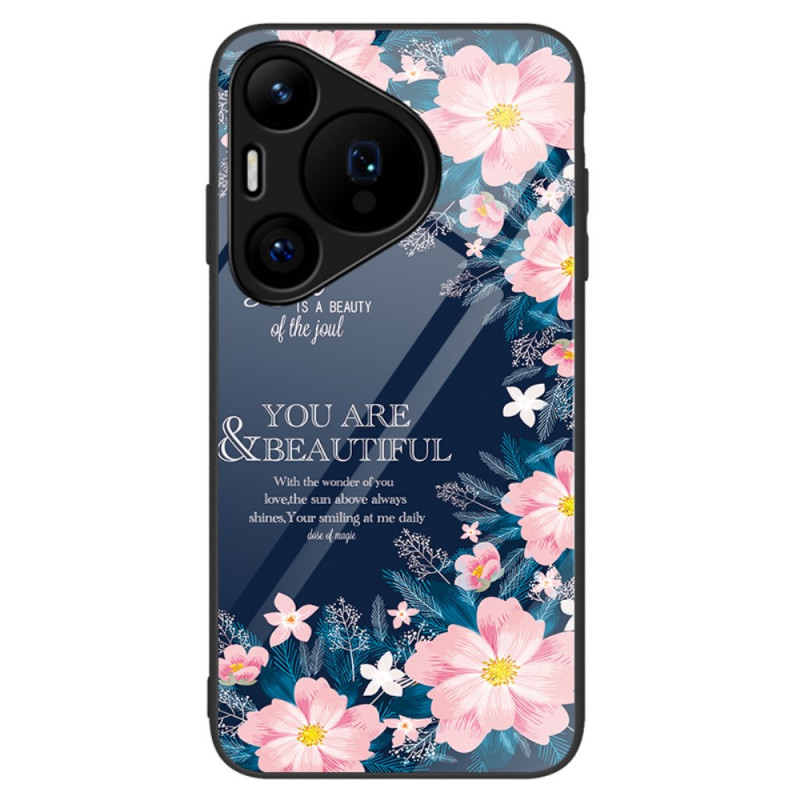 Cover Huawei Pura 70 gehärtetes Glas Blumen Rosen