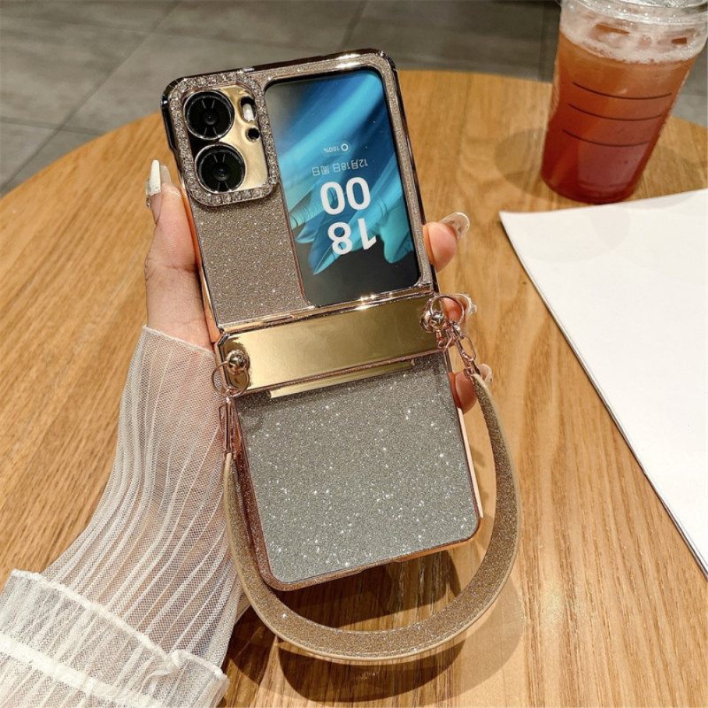 Oppo Find N2 Flip Cover Pailletten mit Gurtband