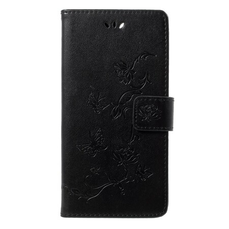 Honor 9 Lite Tasche Schmetterlinge Und Blumen Mit Riemen