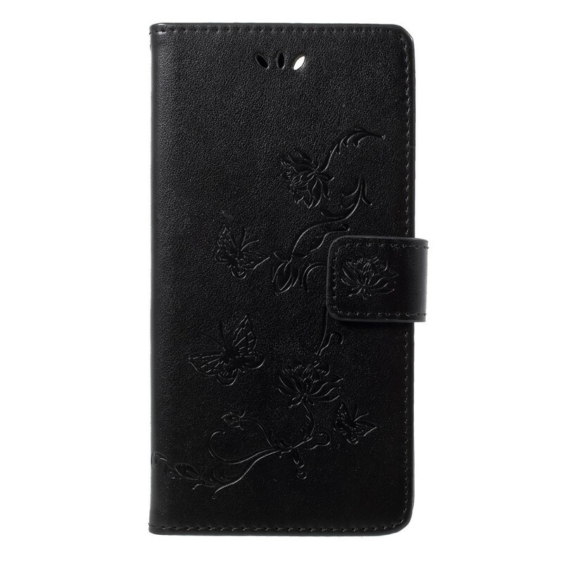 Honor 9 Lite Tasche Schmetterlinge Und Blumen Mit Riemen