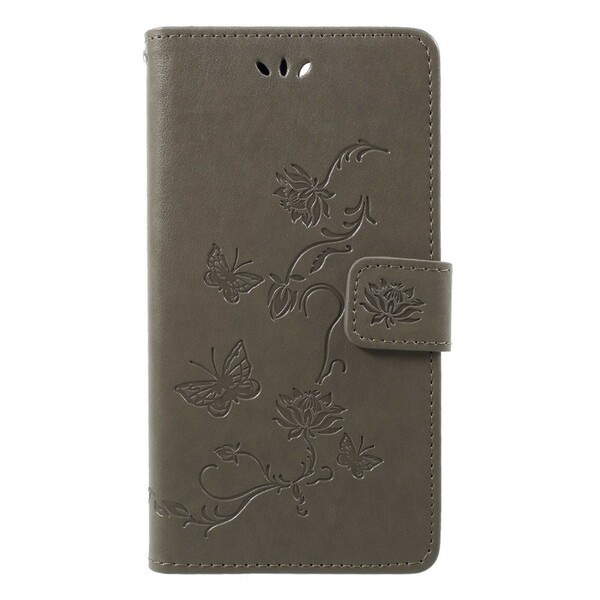 Honor 9 Lite Tasche Schmetterlinge Und Blumen Mit Riemen