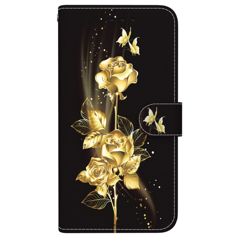 OnePlus Nord CE 4 Lite 5G Tasche Goldene und rosa Schmetterlinge mit Riemen