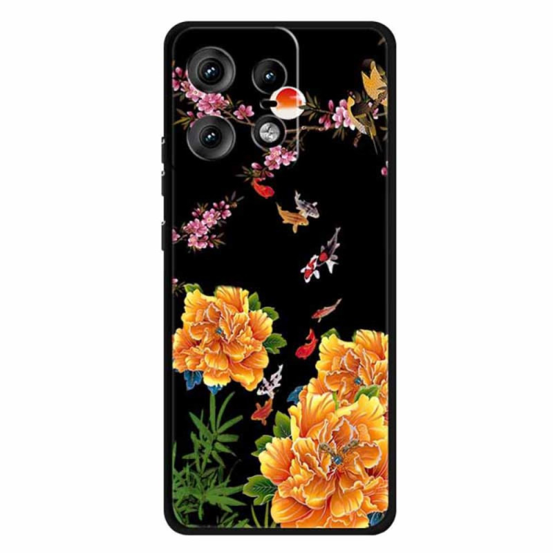 Motorola Edge 50 Pro Cover Blumen und Fische