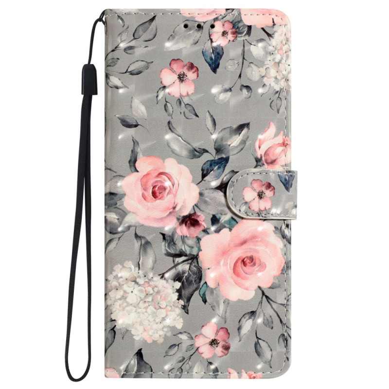 iPhone 16 Hülle Blumenprint mit Trageband