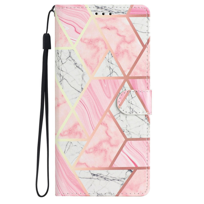 iPhone 16 Marmor Rosa Tasche mit Riemen