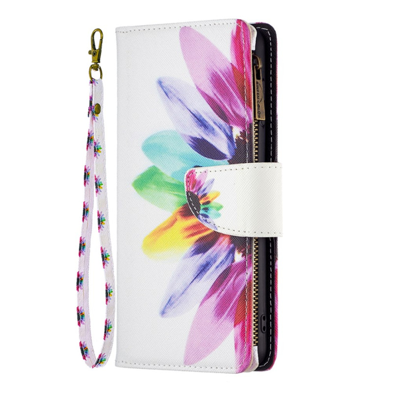 iPhone 16 Plus Hülle Aquarell Blume Riemen Brieftasche