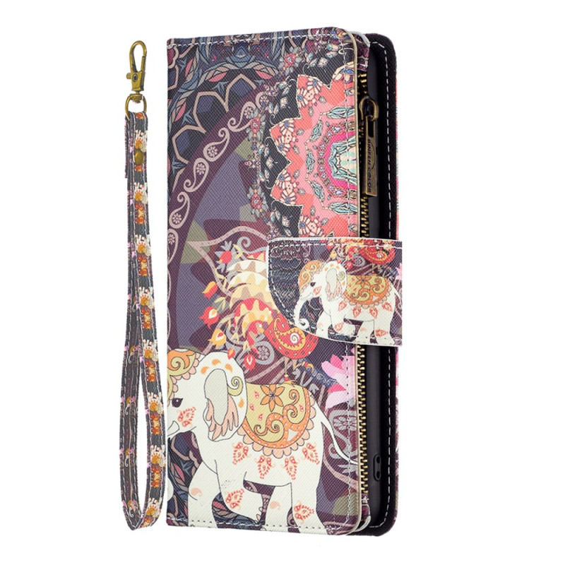 iPhone 16 Plus Hülle Tribal Elephant Wallet mit Riemen