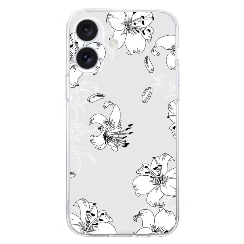 iPhone 16 Plus Cover Weiße Blumen