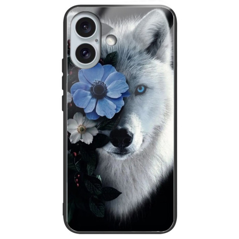 iPhone 16 Plus Panzerglas
 Cover Wolf und Blaue Blume