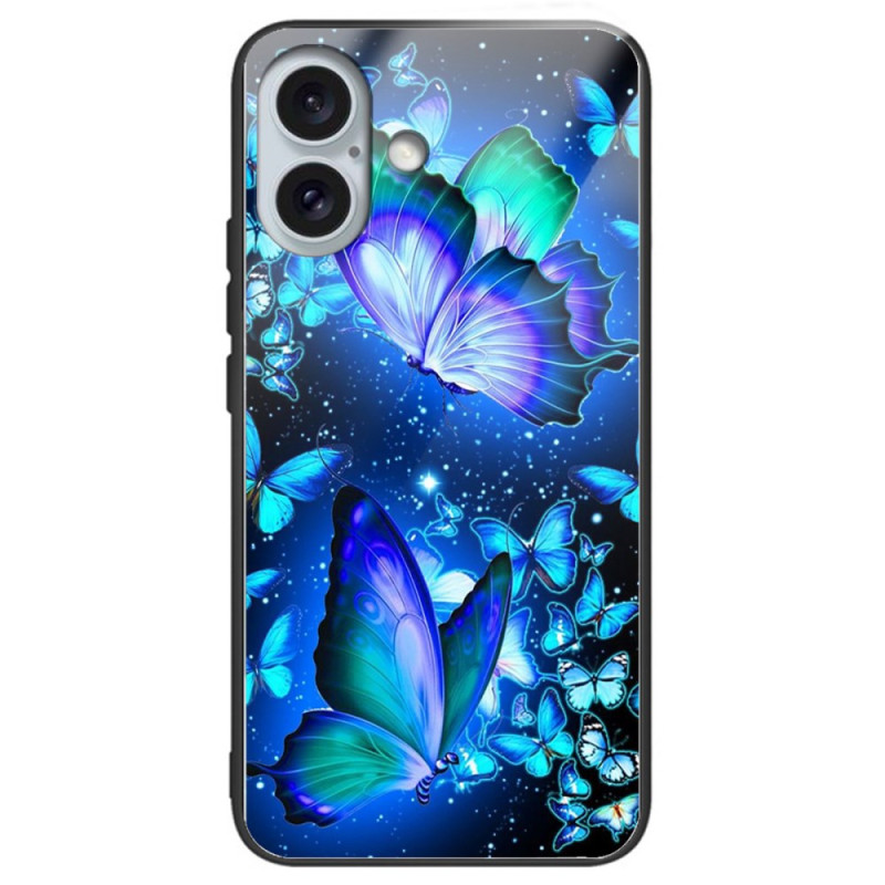 iPhone 16 Plus Panzerglas
 Cover Blaue Schmetterlinge