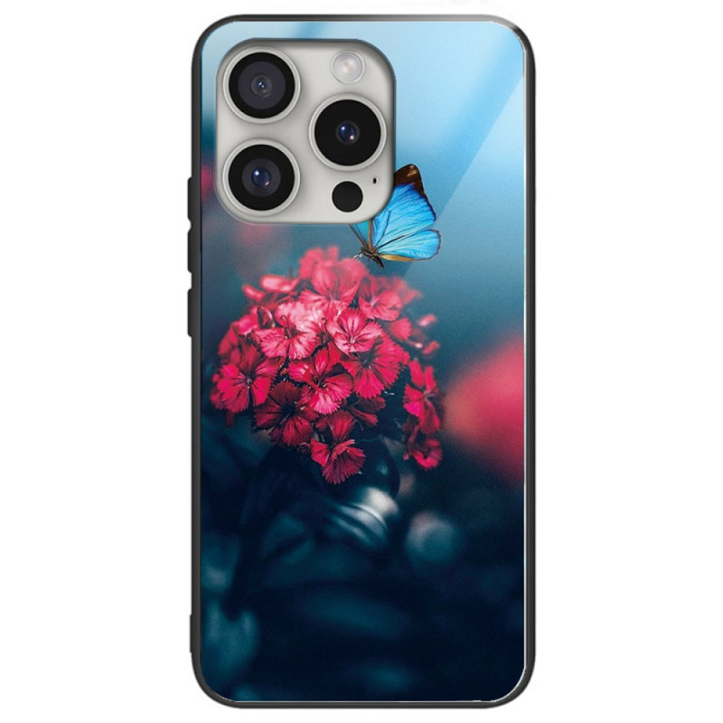 iPhone 16 Pro Hüllen aus gehärtetem Glas Blumen und Schmetterling