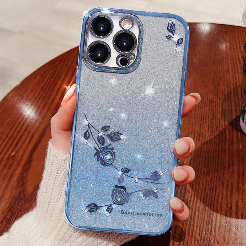 iPhone 16 Pro Cover Blumen und Strass KADEM