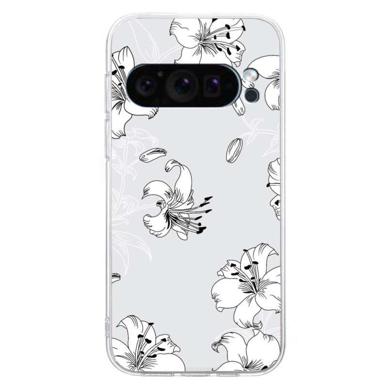 Google Pixel 9 Cover Weiße Blumen