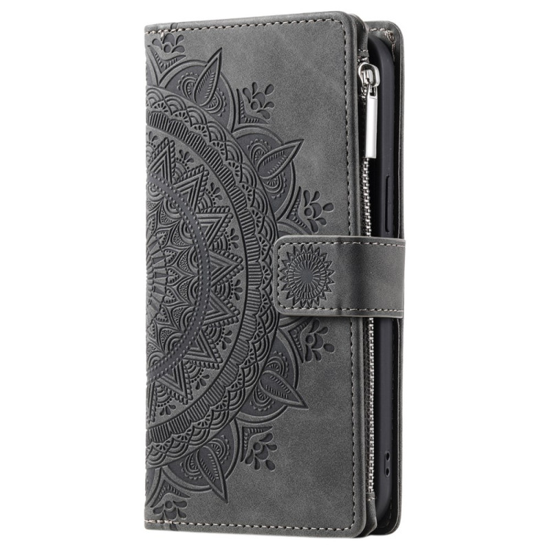 iPhone 16 Pro Hülle Brieftasche Wildleder-Effekt Mandala