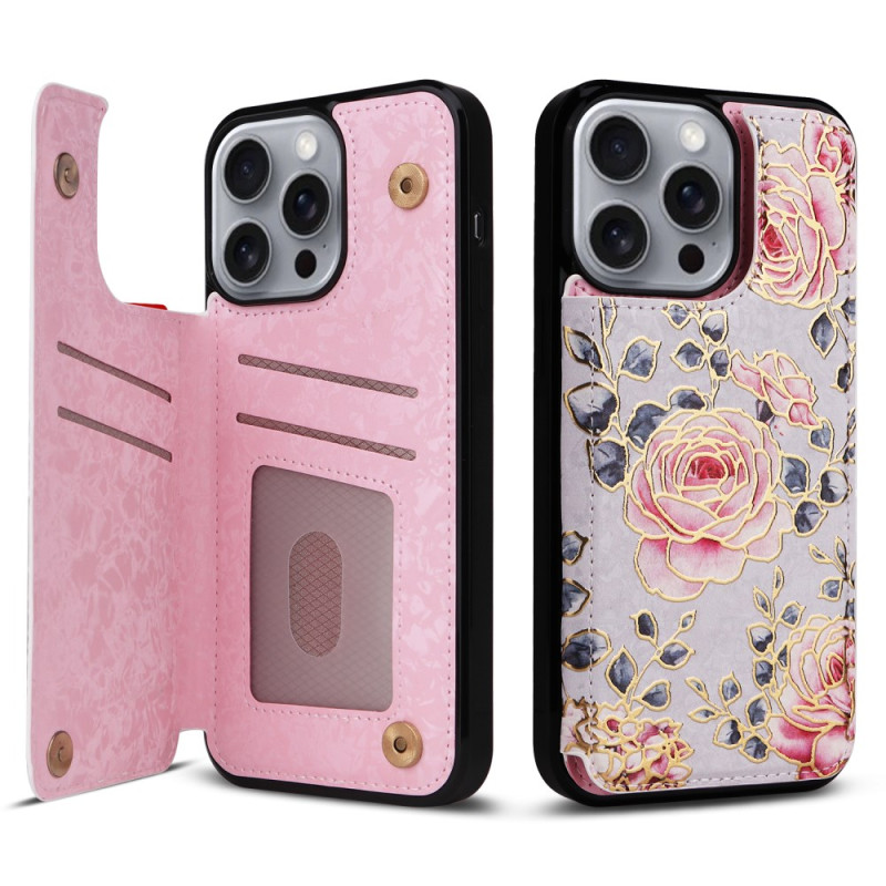 iPhone 16 Pro Max Hülle RFID-Sperre Kartenhalter Floral