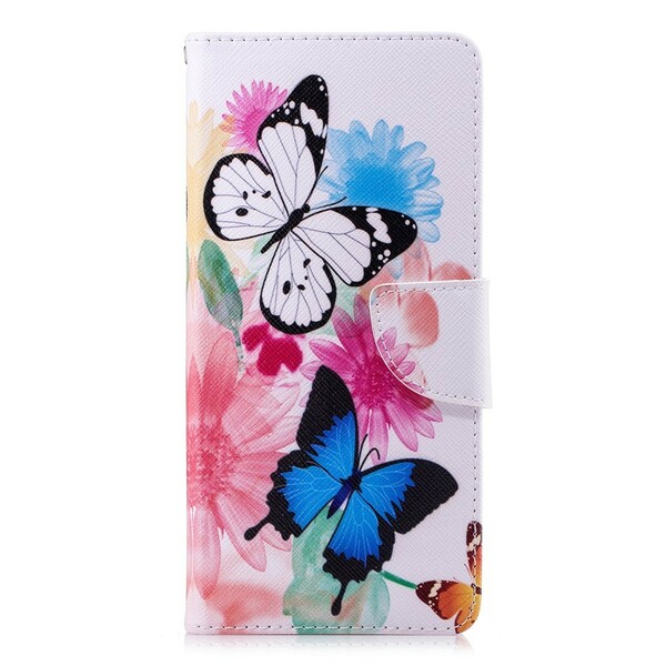 Samsung Galaxy Note 9 Hülle Gemalte Schmetterlinge und Blumen