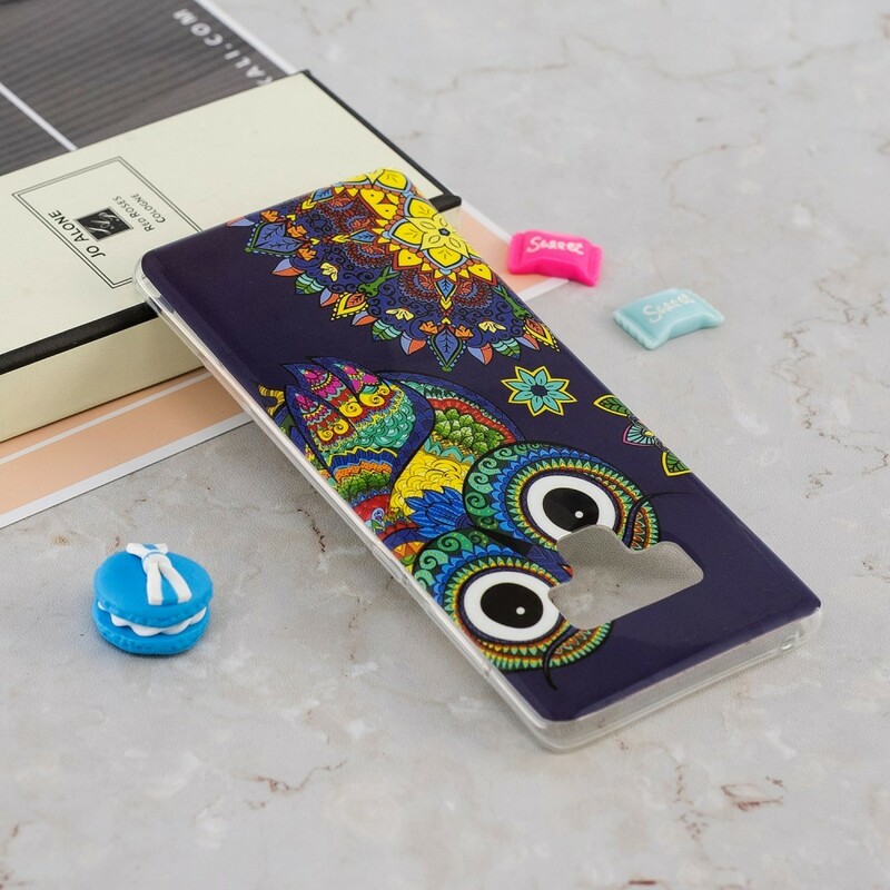 Samsung Galaxy Note 9 Cover Eule Mandala Fluoreszierend