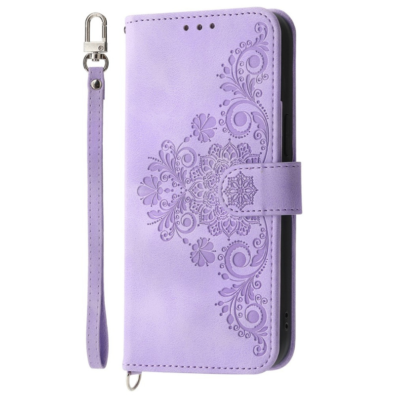 Samsung Galaxy S24 FE Hülle in Wildlederoptik mit Spitze, Riemen und Schulterriemen